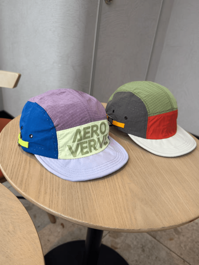 1pc Unisex Quick Dry 5-Panel Baseball Cap, Lightweight Breathable Outdoor Sport Hat With AERO VERVE Letter Print, Adjustable Buckle Back, Color Block Casual Sun Cap For Hiking, Running, Camping, Travel, Streetwear, Spring Summer Autumn