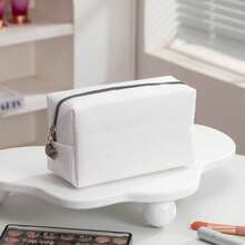 1pc Personalized Portable Toiletry Bag, Pure White Cosmetic Bag, Fashion Minimalist Toiletry Bag, Suitable For Wedding Favors, Suitable For Travel, Can Be Customized As A Meaningful Gift, Suitable For Valentine's Day, Mother's Day, Teacher's Day, Christmas, Thanksgiving, Perfect Gift For Friends, Girlfriends, Mothers - Multicolor - View 13