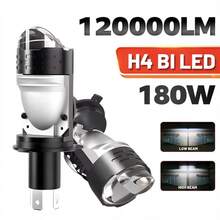 HYNBYZJ 1/2 bóng đèn pha LED H4 Bi-LED dạng thấu kính chiếu, công suất 120000LM, 180W, bóng đèn Turbo H4 STG PTF, đèn chiếu kép xa gần, cắm và chạy, 12V - A - Xem 1