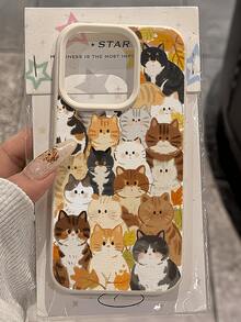 1个白色可爱猫咪图案极简TPU防震全包手机壳，兼容苹果17、16、15、14、13、12、11 Pro Max、Air和Series系列 - 彩色 - 查看 4
