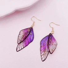 1 Đôi bông tai hình cánh bướm bằng nhựa tối giản thời trang, trang sức hình cánh bướm thủ công, bông tai vàng cỡ lớn, quà tặng sinh nhật và ngày Valentine. - A - Xem 7