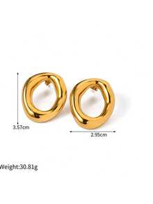 OBOVAY 1 đôi Phong cách ins Mạ vàng 18K Thép không gỉ Xu hướng: Cắt giảm Hình bầu dục Dangle Hoa tai , Đúng mốt & Cá nhân hóa Qủa tặng Đối với phụ nữ - Vàng - Xem 10