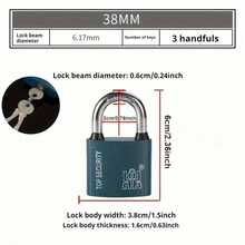 1pc Metal Anti-Rust, Waterproof Security Lock With 3 Keys, Suitable For Dorm, Cabinet, Warehouse, Cage Etc. | Rust-Proof Copper Core, Dustproof Steel Chain - A - View 9