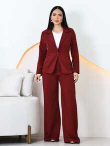 Tailored Formal Suit: Blazer And Trousers - Redwood - View 2