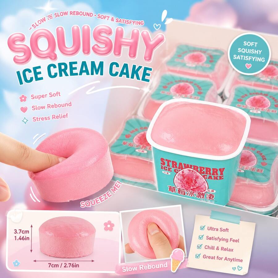 1pc Strawberry Ice Cream Cake | Creamy And Refreshing Summer Dessert, Perfect For Strawberry Lovers As A New Summer Sweet Treat Choice - Multicolor - View 1