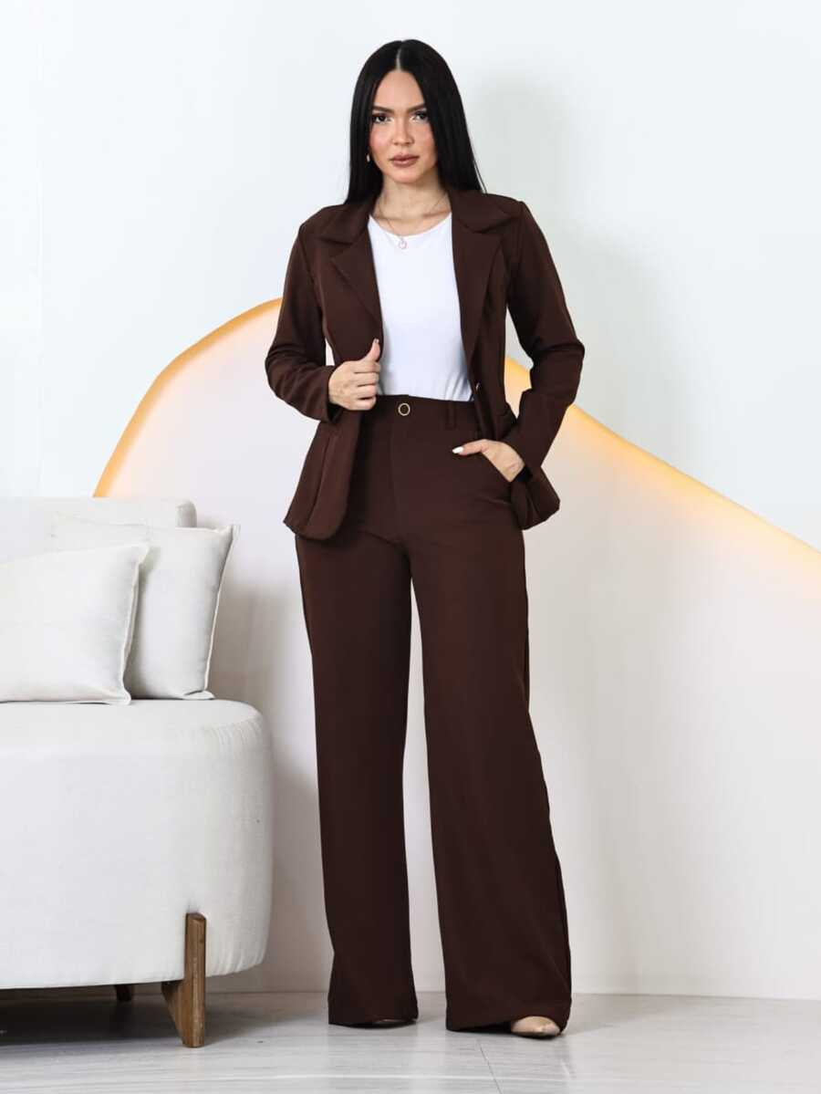 Tailored Formal Suit: Blazer And Trousers - 咖啡棕 - 查看 1