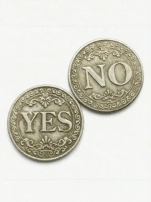 Yes Or No 幸運硬幣，決策紀念幣，雙面徽章，收藏禮品，萬聖節禮物，硬幣，硬幣收藏，硬幣展示盒，貨幣，桌遊，男士配件，紀念幣，遊戲 - 銀色 - 查看 1