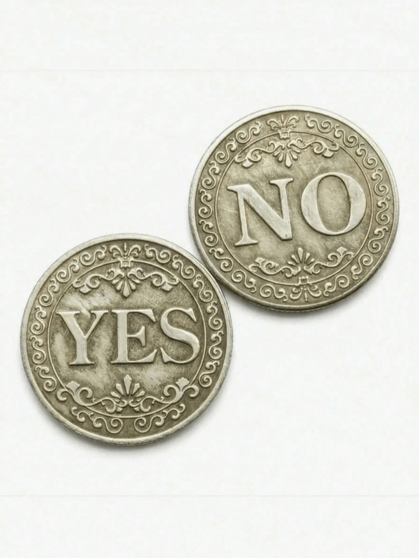 Yes Or No 幸運硬幣,決策紀念幣,雙面徽章,收藏禮品,萬聖節禮物,硬幣,硬幣收藏,硬幣展示盒,貨幣,桌遊,男士配件,紀念幣,遊戲 - 銀色 - 查看 1