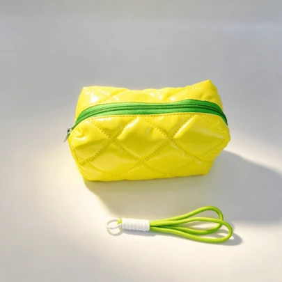 1pc Metal-Color Octagonal Toiletry Bag, Travel Cosmetic Storage Pouch