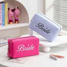 1pc Personalized Portable Toiletry Bag, Pure White Cosmetic Bag, Fashion Minimalist Toiletry Bag, Suitable For Wedding Favors, Suitable For Travel, Can Be Customized As A Meaningful Gift, Suitable For Valentine's Day, Mother's Day, Teacher's Day, Christmas, Thanksgiving, Perfect Gift For Friends, Girlfriends, Mothers - Multicolor - View 11