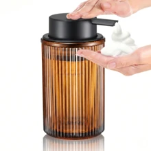 Glass Foam Soap Dispenser, Large Capacity, Striped Decor, Suitable For Bathroom And Kitchen Countertop - A - View 10