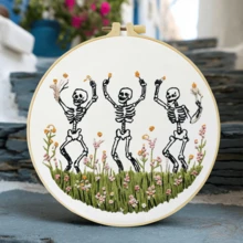 1 Embroidery Set, 20x20 Cm/7.9x7.9 Inches, Handmade DIY Embroidery Set, Dancing Skeleton, Suitable For Adult Beginners, Including Embroidery Cloth, Instruction Manual, Embroidery Frame And Needle And Thread, Suitable As A Gift For Friends Or Family, Furniture Decoration Or Office Handmade Artwork - CXP3454-20X20 - View 9