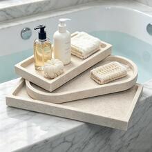 Premium Bathtub Tray, Bathroom Organizer Tray, Soap Dispenser Tray, Luxury Bathroom Tray, Sink Tray, Multi-Functional Vanity Tray, Bathroom Vanity Set, Suitable For Hotel, Home, Model Room, Club And More, High-End & Versatile - Artificial Stone Grey Tray - View 1