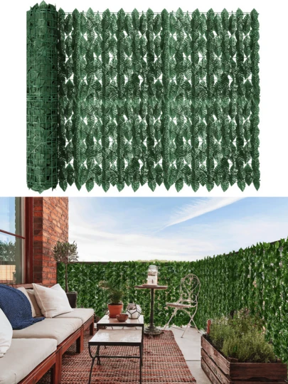 Nejlue Artificial Flowers/Plants1111 Home & Living 1 st balkongskärm löv konstgjord murgröna staket, konstgjord häckstaket i rulle, anti-ultraviolett utomhus trädgårdsstaket, grön väggdekor konstgjord murgröna vinblad för heminredning, rumsdekor, väggdekor, bröllopsdekor, sovrumsdekor, födelsedagsfestdekoration, trädgårdsdekor, inomhus- och utomhusdekor, vår- och sommardekorationer