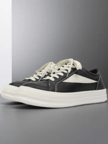 1 par de zapatos deportivos unisex, nuevos tenis casuales de suela gruesa y estilo retro para primavera 2026, zapatos de plataforma versátiles y de moda - Negro - Ver 3