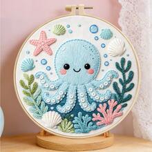 Ocean Animal Embroidery Kits, DIY Dolphin, Octopus, Seahorse Embroidery Set, Beginner Friendly Handmade Craft, Home Decor For Living Room & Bedroom - Multicolor - View 5