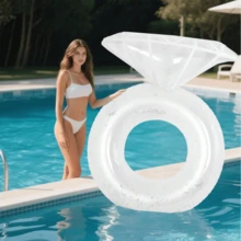 1pc White Transparent Diamond-Shaped Inflatable Swimming Ring - Made Of PVC, Suitable For Adults, Pool Party, Beach Leisure, Bachelor Party Gift, Wedding Decoration, Pool Inflatable, Beach Essentials, Pool Float - Multicolor - View 6