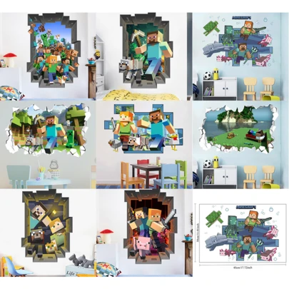  Hình dán tường chủ đề Minecraft, hình dán tường khổ lớn, hình dán trang trí tiệc, hình dán trang trí phòng ngủ và phòng khách.