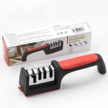 Affûteur de couteau professionnel en 4 étapes avec pierre à aiguiser en céramique - Meulage grossier et fin ultra-résistant, convient aux couteaux de cuisine, outils à main, ciseaux, compatible avec les couteaux réguliers, couteaux de DIY, couteaux de cuisine - Rouge - Voir 8