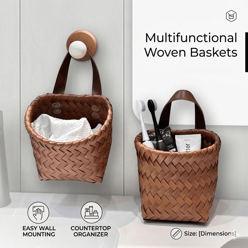 1pc Bohemian Style Multipurpose Storage Basket, Suitable For Placing In Home, Living Room, Bedroom, Bathroom Shelf, Coffee Table And Shelves. It Can Not Only Store Items But Also Serve As A Decorative Piece, Suitable For Storing Tissues, Vases, Scented Candles And Various Small Items. - View 1