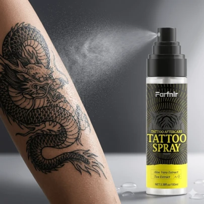 Farfnir Tattoo Moisturizing Spray 100g, Enriched With Aloe Vera, Fine Mist Spray, Gentle Hydration, Enhances Tattoo Appearance, Suitable For New And Old Tattoos, Ideal For All Skin Types, Tattoo Care Product