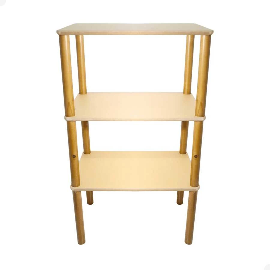 Multipurpose Shelving Unit With 3 Compartments - Organizer For Various Spaces - Versatile - Beis - Ver 1