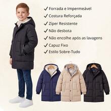 About Everything Children's And Youth Long Jacket Coat For Boys And Girls With Ribbed Cuffs - 黑色 - 查看 2