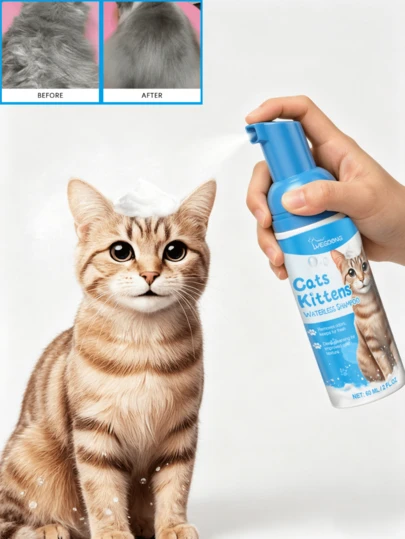 猫咪清洁慕斯 - 温和不刺激的宠物美容泡沫清洁剂，专为猫咪设计。这款专业清洁慕斯拥有细腻浓密的泡沫，无需冲洗即可温和清洁猫咪的毛发、爪垫和下巴。其温和配方滋养娇嫩的皮肤，软化毛发，并留下清新香味。适合日常居家清洁和户外快速清洁。（宠物礼品）