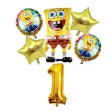 Birthday Balloon Set, Custom 1-9 Gold Number Foil Balloons With Stars & Round Balloons, Aluminum Film For Birthday Party Decor - Cartoon Number Balloons - View 3