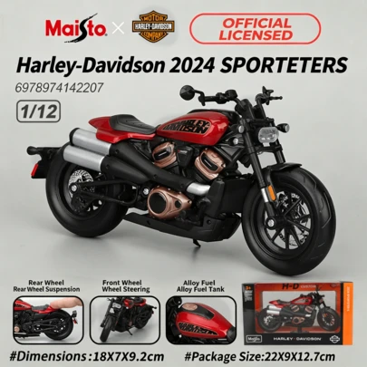  Maisto Har-Ley Davidson 1:12 Scale Diecast Heavy Motorcycle Model Touring Glide Alloy Metal Simulation Replica Collectible Adult Man Birthday Gift Desk Decor