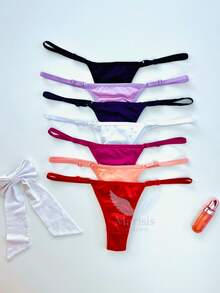 Kit 5 Calcinhas Fio Dental Sexy Ajustável Conforto Extremo Não Marca Cintura Regulável Moda Intima Feminina - Multicolorido - Visão 9