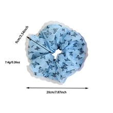 3入組甜美優雅蝴蝶印花蕾絲大腸髮圈,特大號亂髮髻髮帶,適合海邊、日常髮型,波希米亞風可愛極簡髮飾馬尾彈性髮帶 - 彩色 - 查看 3