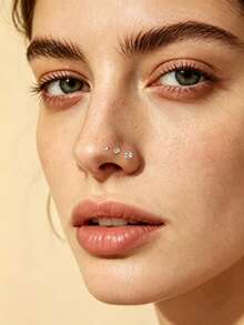 3 chiếc khuyên mũi tối giản mạ vàng/bạc đính đá Cubic Zirconia tròn, chất liệu thép không gỉ, không gây dị ứng, phù hợp cho nữ giới dự tiệc và đeo hàng ngày. - Bạc - Xem 6