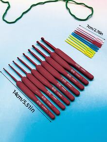 9支装2.0mm-6.0mm红色软柄钩针套装，包含10支塑料大眼缝纫针，符合人体工学的防滑顺滑钩针，易于编织爱好者使用，可用于DIY毛衣、围巾、帽子、包包等钩编，适用于家庭手工艺和商业手工工作室。 - 鉤針 - 查看 5