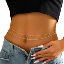 Ceinture chaîne à la mode, ceinture à double couche de franges, chaîne de taille pour femmes , Chaîne de corps bohème pour la plage, ceinture de pantalon - Multicolore - Voir 13