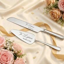 1 Set Personalized Wedding Cake Cutting Set, Customized Name And Date Engraved Cake Knife And Server, Bridal Shower Gift - Multicolor - View 4