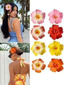 8 chiếc kẹp tóc hình hoa dâm bụt cho nữ, phụ kiện tóc hoa sứ lớn, kẹp tóc hoa nhiệt đới Hawaii nhiều màu sắc cho kỳ nghỉ biển, tiệc mùa hè, trang sức tóc phong cách Y2K, lễ hội, sinh nhật. - Nhiều màu - Xem 3