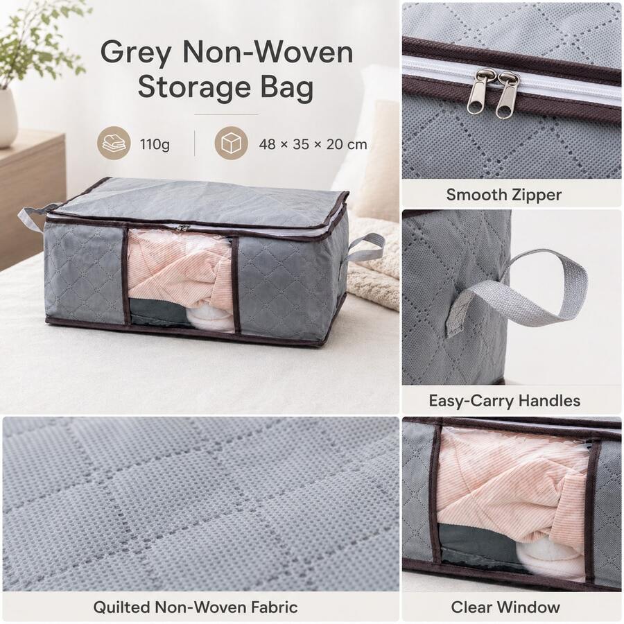 Foldable Clothes Storage Bag, Blanket Storage Box, Bedroom Wardrobe Clothing & Bedding Organizer Box With Lid And Handle, Under Bed Storage