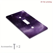 1 tấm ốp công tắc đèn trang trí hình bầu trời sao tím - Tấm trang trí in 2D, nhựa bền, không cần điện, cần thiết cho trang trí nhà hiện đại, phù hợp cho phòng khách, phòng ngủ, văn phòng, thiết kế vũ trụ, phẳng 2D - Nhiều màu - Xem 6