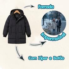 About Everything Children's And Youth Long Jacket Coat For Boys And Girls With Ribbed Cuffs - 黑色 - 查看 4