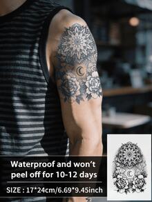 1pc Men's Tattoo Simulation Totem Temporary Tattoo Sticker Geometric Pattern Semi-Permanent Waterproof Sweat-Resistant Lasts 1-2 Weeks Realistic Herbal Juice Anti-Friction Non-Reflective Men's Tattoo Sticker Suitable For Arms, Chest, Legs, Abdomen, Waist, Fingers, Neck, Spine Modernist Body Art - HE - View 1