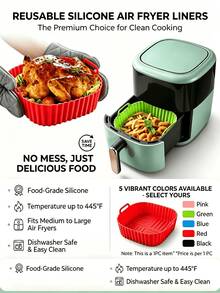 Dụng cụ tiện lợi cho người lười biếng: Tấm lót nồi chiên không dầu bằng silicon chống dính - hình vuông 7,5 inch x cao 9cm, chống rò rỉ, chịu nhiệt lên đến 230°C, an toàn với máy rửa chén (silicone) - 1 cái - Xem 7