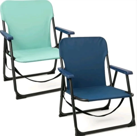 Folding Beach Chair Set of 2 | Lightweight & Heavy Duty | Portable with Carry Handle | Blue & Turquoise | Size: 54x54x25/63 cm | Max Load 110 kg - Blau - Übersicht 1