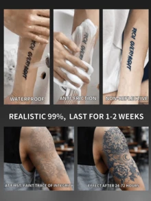 1pc Men's Tattoo Simulation Totem Temporary Tattoo Sticker Geometric Pattern Semi-Permanent Waterproof Sweat-Resistant Lasts 1-2 Weeks Realistic Herbal Juice Anti-Friction Non-Reflective Men's Tattoo Sticker Suitable For Arms, Chest, Legs, Abdomen, Waist, Fingers, Neck, Spine Modernist Body Art - HE - View 4