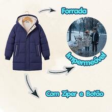 About Everything Children's And Youth Long Jacket Coat For Boys And Girls With Ribbed Cuffs - 藏蓝色 - 查看 4