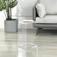 Mesa de borde transparente de acrílico, material PMMA duradero, mesa de borde moderna adecuada para la sala de estar, la oficina, la decoración de la habitación, el almacenamiento y la organización - Transparente - Ver 4