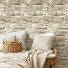 1 cuộn giấy dán tường họa tiết gạch màu xám nhạt, bề mặt mờ, chống dầu, thích hợp cho phòng ngủ, phòng khách, studio, trang trí lại tường lối vào, kích thước 17.7inX39.3/118.1/196.8/393.7in - xám - Xem 5