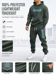Bộ đồ thể thao nam mùa xuân/hè nhẹ nhàng với áo hoodie và quần dài in chữ cá tính, trang phục nam thường ngày thời trang có túi, quần ống ôm có dây rút ở eo, bộ 2 món, món quà thích hợp cho chồng hoặc bạn trai. - Màu xám đen - Xem 3