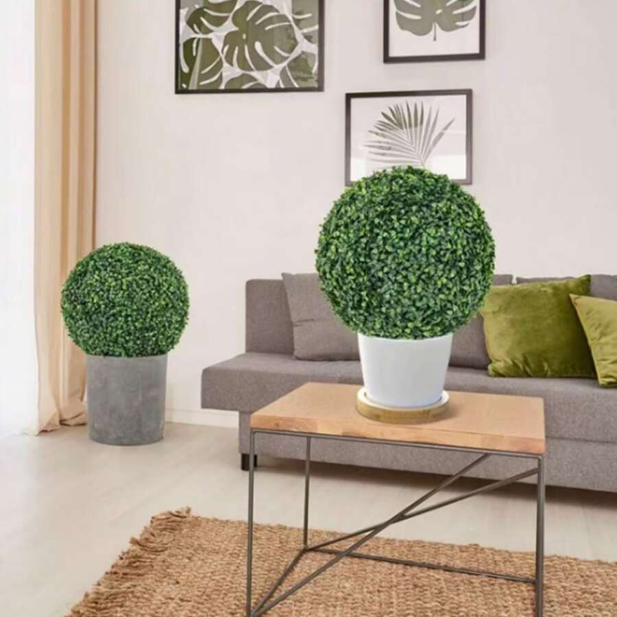 2 quả cầu gỗ cao su nhân tạo đường kính 11,02 inch, chống tia UV, dùng trang trí cây bụi. - Nhiều màu - Xem 1