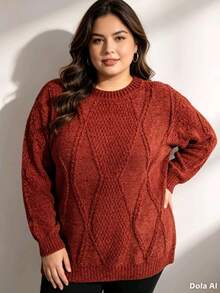 Plus Size Sweater Blouse, Large Sizes G1 G2 G3, Mousse Fabric - 棕色 - 查看 1